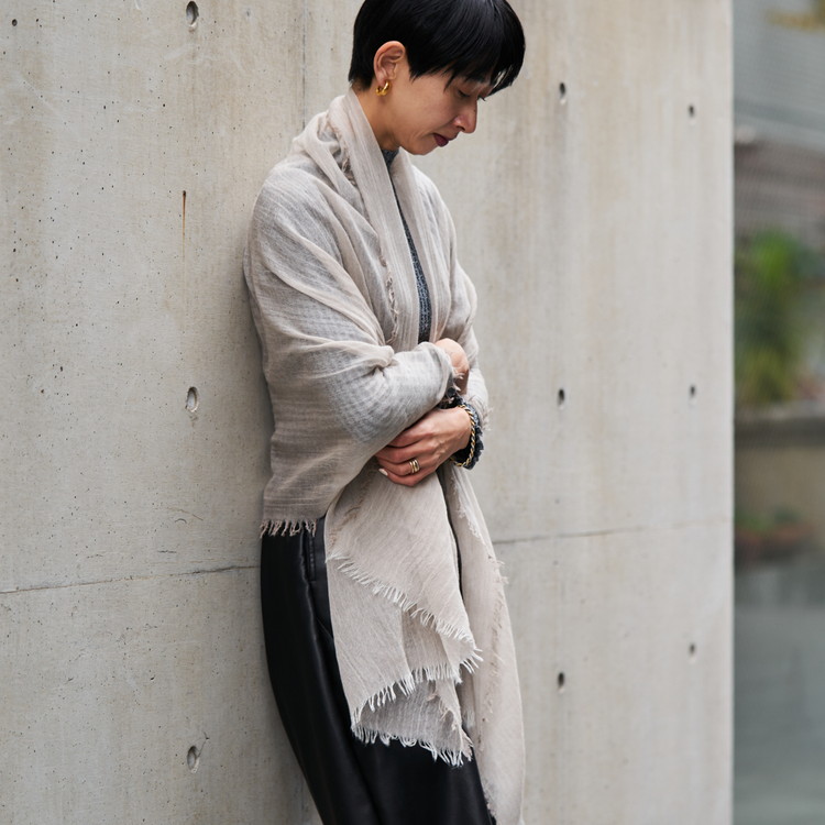 カシミヤストール(公式WEBショップ・ふるさと納税限定商品) 定番サイズ ベージュ [4012]