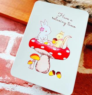 うさぎとリスの秋のクッキー缶 [4628]