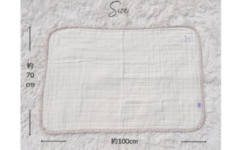 8重ガーゼケット アイボリー×花柄 ベビーサイズ｜毛布の町 泉大津市産 gauze-ket [3692]