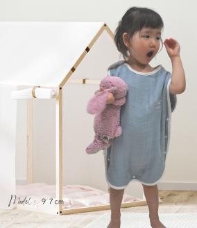 8重ガーゼ 丸型スリーパー (アッシュグリーン×ホワイト) 毛布の町泉大津市産｜綿100% 通気性 保温性 ふんわり 心地よい素材 年中使える [4252]