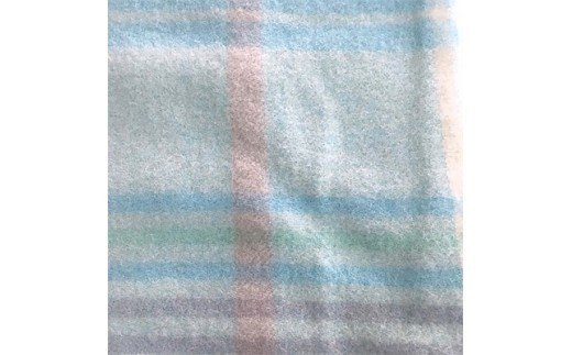 素敵なウール毛布 ひざ掛け(チェック・ブルー) [0414]