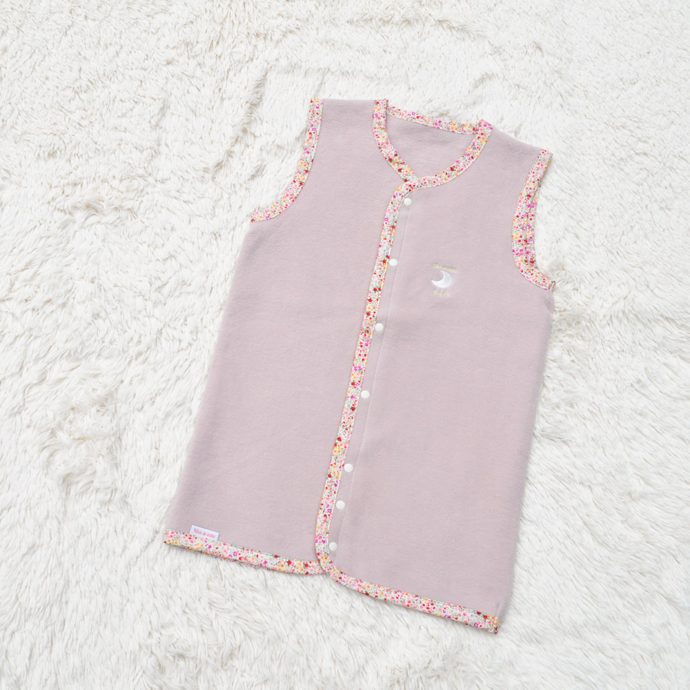 綿毛布スリーパー 2way仕様で暖か(Lサイズ) ベージュピンク×花柄 毛布の町(泉大津産) sleeper-s [3011]