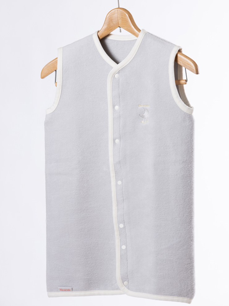 綿毛布スリーパー 2way仕様で暖か(Lサイズ) スカイグレー×ホワイト 毛布の町(泉大津産) sleeper-s [3014]