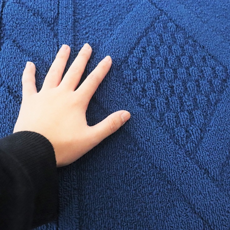 ニット柄ループラグ 130×190 ネイビー NT-9000 [3071]｜抗菌 防ダニ ラグ カーペット オールシーズン インテリア