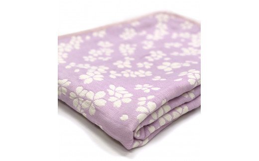 コットンジャカード織 やわらか五重ガーゼケット シングル 約140×190cm パープル色 FNG009 [4599]