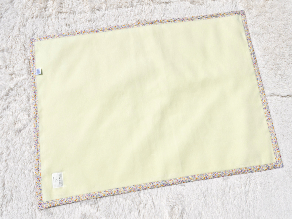 名入れ可 綿100% ベビー毛布 (クリームイエロー／花) 85×115cm 毛布の町泉大津市産 N-MM400 [3340]