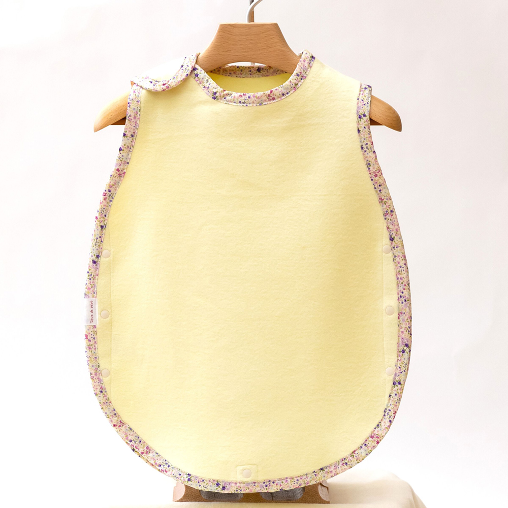 名入れ可 綿毛布スリーパー (丸型) クリームイエロー×花柄 毛布の町泉大津市産 sleeper-maru [3341]