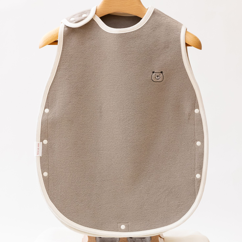 名入れ可 綿毛布スリーパー (丸型) ブラウン×くま 毛布の町泉大津市産 sleeper-maru [3342]