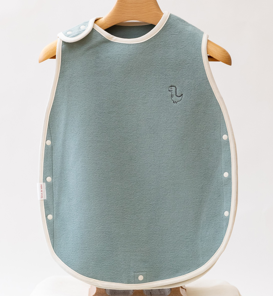 名入れ可 綿毛布スリーパー (丸型) アッシュグリーン×恐竜 毛布の町泉大津市産 sleeper-maru [3344]