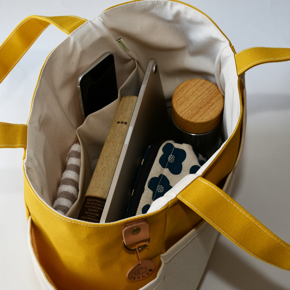 【ころりん工房】ふとっちょころりん／黄色／富士金梅 8号帆布バッグ [3374]