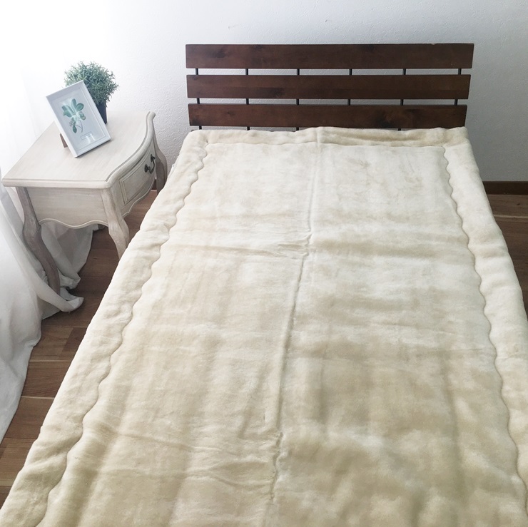 メリノウール マイヤー敷パッド シングル ベージュ (毛羽部分メリノウール100%) 6339BE｜寒さ対策 敷パッド 高品質 高級感 洗濯可能 [3709]