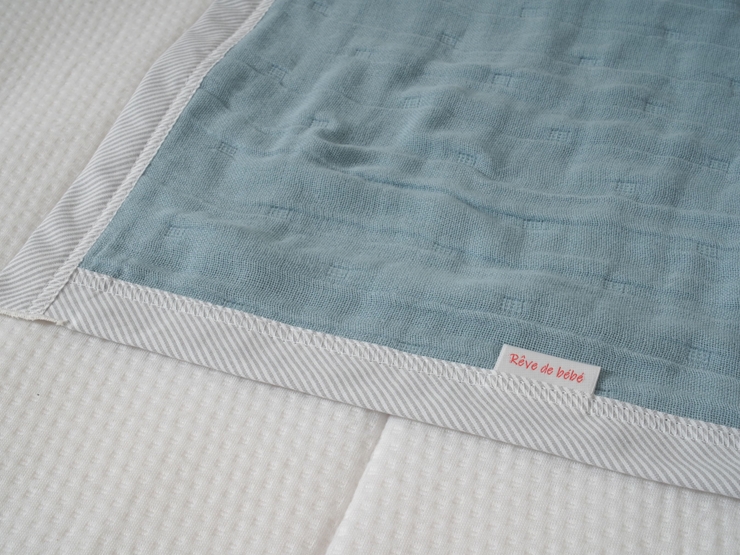 8重ガーゼケット (アッシュグリーン×ストライプ) シングルサイズ・毛布の町泉大津市産｜綿100% 通気性 肌触り 適度な保温 N gauze-single [3758]