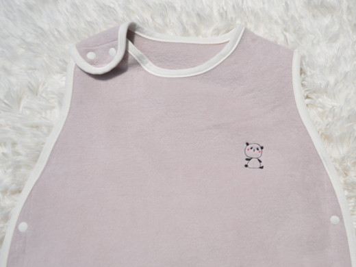 綿毛布スリーパー(丸型) ベージュピンク×パンダ　毛布の町泉大津市産　綿100%