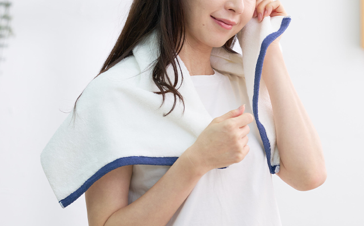 〈水とともに生きる 泉州タオル〉ウエノタオル エンジェル フェイスタオル 2枚セット（アクア＆ネイビー） ｜ 泉州タオル たおる towel 無地 綿 日用品 ※離島への配送不可