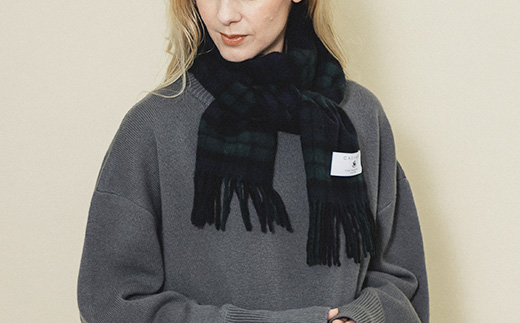 カシミヤ100% チェックミニマフラー