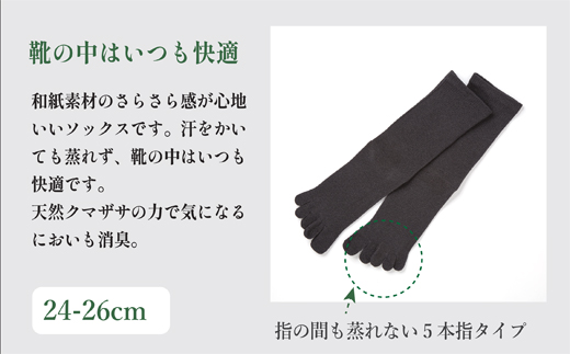 SASAWASHI メンズ5本指靴下（24～26cm）3色組