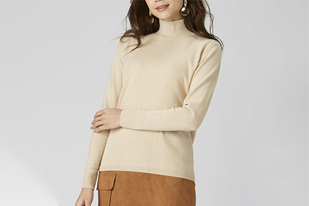 希少ベビーカシミヤ100％ 女性ハイネック セーター M ライトグレー 1枚 20401M GY [0901]