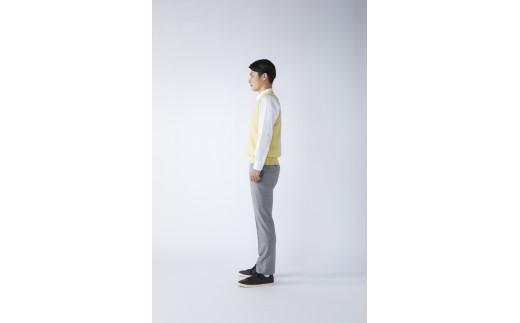 日本製 カシミヤ100% Vベスト イエロー 2Lサイズ [2636]