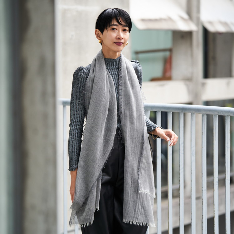 カシミヤストール(公式WEBショップ・ふるさと納税限定商品) 定番サイズ ミディアムグレー [4010]