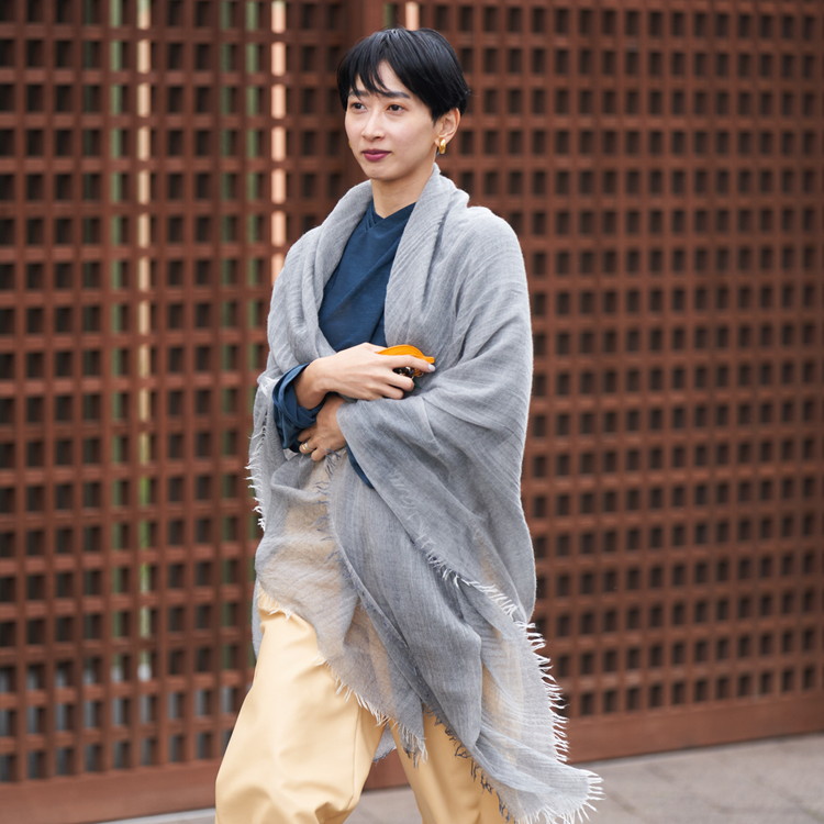 カシミヤストール(公式WEBショップ・ふるさと納税限定商品) 超大判サイズ ミディアムグレー [4014]