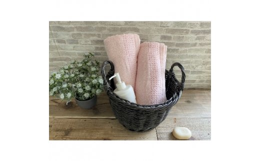 オーガニックコットン バスタオル 2枚組 ピンク 約60×120cm通常サイズ [0559]