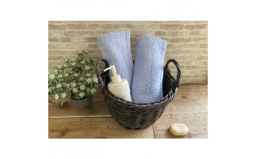 オーガニックコットン バスタオル 2枚組 ブルー 約60×120cm通常サイズ [0560]