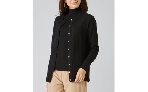 希少ベビーカシミヤ100％ 女性 ロングカーディガン L ブラック 1枚 20403L BK [0916]