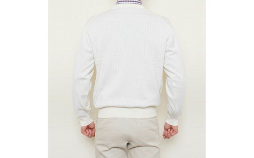 日本製 カシミヤ100% Vセーター 白 2Lサイズ [2509]