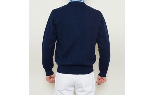 日本製 カシミヤ100% カーディガン ネイビー Mサイズ [2527]