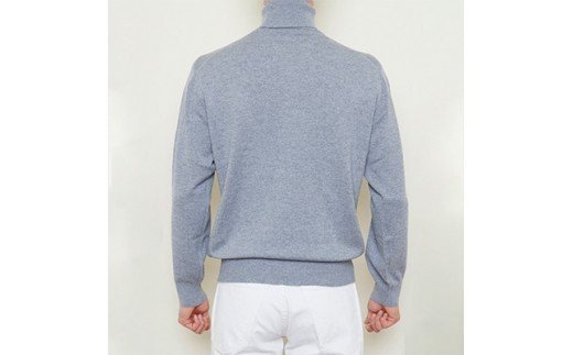 日本製 カシミヤ100% タートルネック ライトグレー Lサイズ [2530]