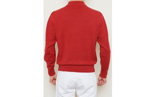 日本製 カシミヤ100% ハイネック 赤 Lサイズ [2534]