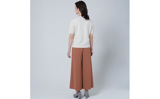 日本製 カシミヤ100% レディース クルーネック半袖 白 2Lサイズ [2584]