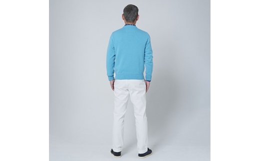 日本製 カシミヤ100% クルーネック ターコイズブルー 2Lサイズ [2620]