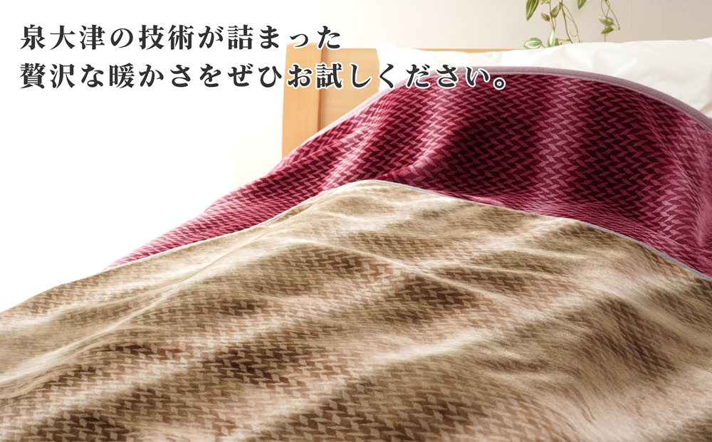 ディアジャパン 泉大津産 アクリル毛布 (毛羽部分) ダブルサイズ ワイン [2825]