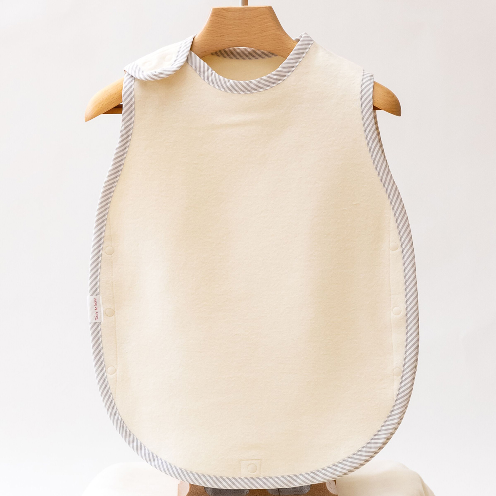 名入れ可 綿毛布スリーパー (丸型) アイボリー×ストライプ 毛布の町泉大津市産 sleeper-maru [3343]