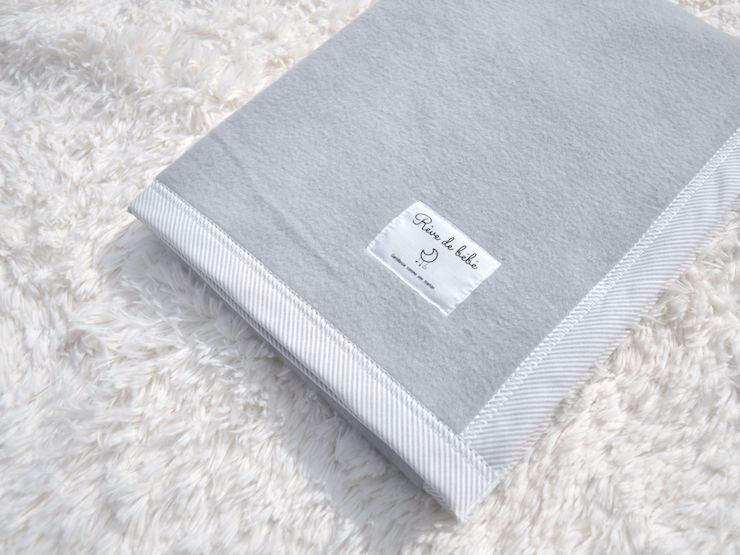 名入れ可 綿100% ベビー毛布(ダークグレー／ストライプ) 85×115cm 毛布の町(泉大津市産) N-MM400 [3356]