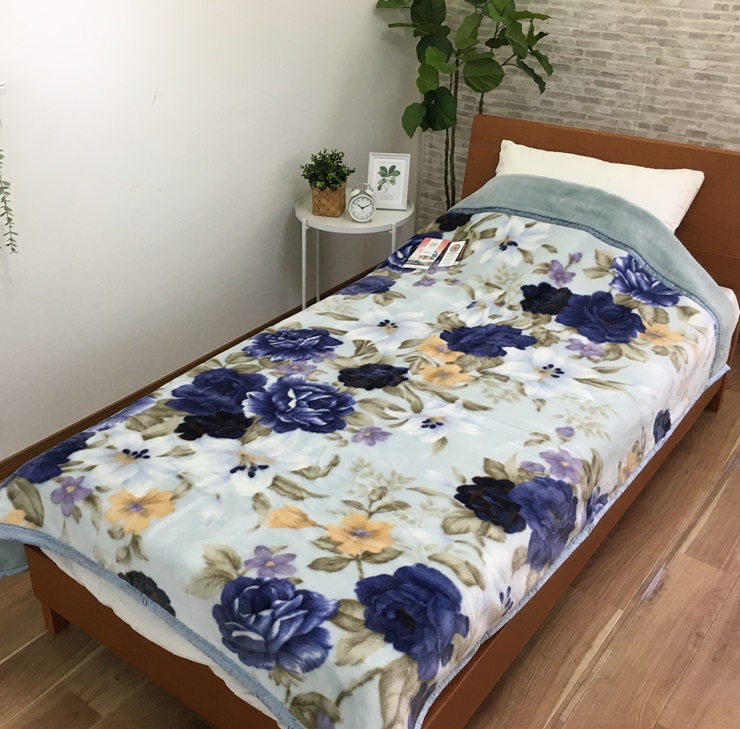 C.R.P加工毛布 マイヤー毛布 シングル ブルー 1枚 (合わせ毛布)24401BL｜マイナスイオン 快眠 快適 睡眠 洗える 洗濯可能 [3787]