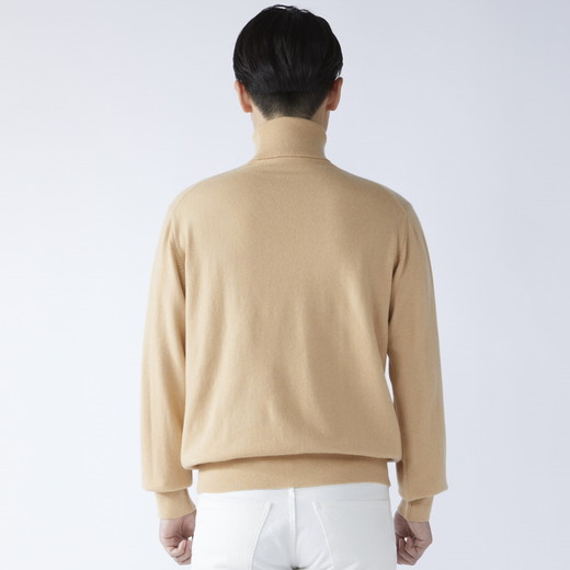 日本製 カシミヤ100% タートルネック ベージュ Lサイズ