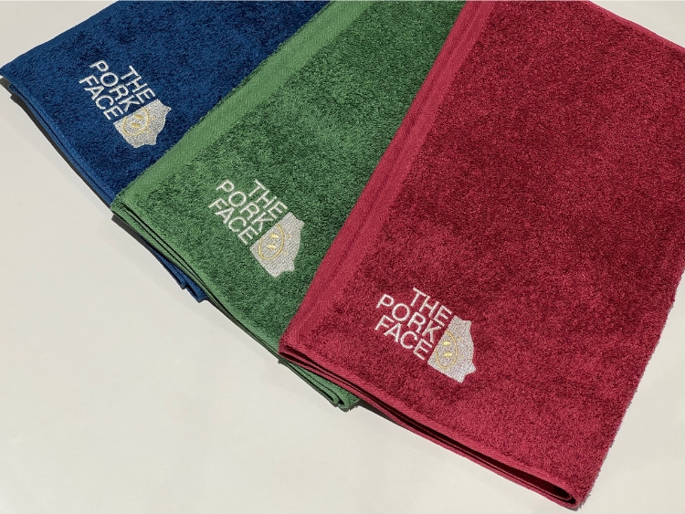 ポークフェイスの刺繍入り泉州タオル 3枚セット ※離島への配送不可
