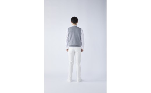 日本製 カシミヤ100% 前開きベスト ライトグレー Lサイズ [2627]