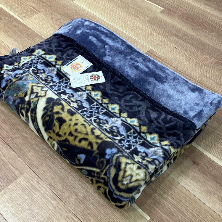 日本製 アクリル マイヤー毛布 シングル ブルー 1枚 (新合繊2枚合わせ毛布)N-YO-4700 [3665]