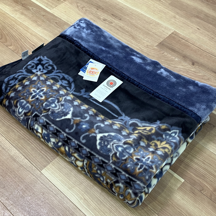 日本製 アクリル マイヤー毛布 シングル ブルー 1枚 (新合繊2枚合わせ毛布)N-YO-4800 [3668]