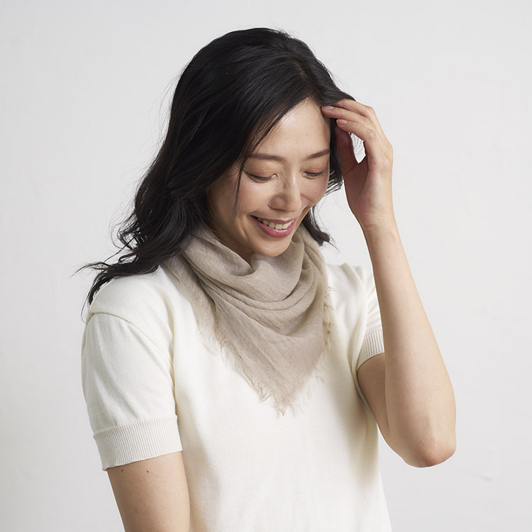 カシミヤストール(公式WEBショップ・ふるさと納税限定商品) 小判サイズ ベージュ [4020]