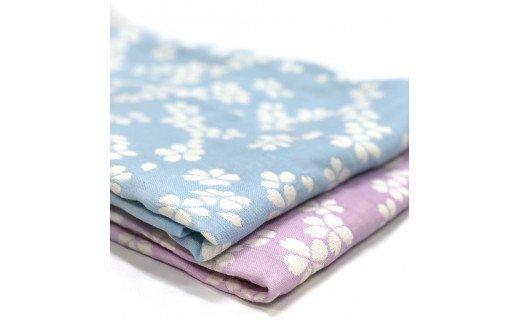 コットン ジャカード織 やわらか五重ガーゼひざ掛け 約70×100cm パープル色 FNG007 [3239]