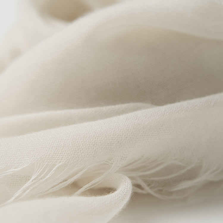 しあわせな気持ちになれるカシミヤリビングスカーフ(無染色) 白生成り [3081]