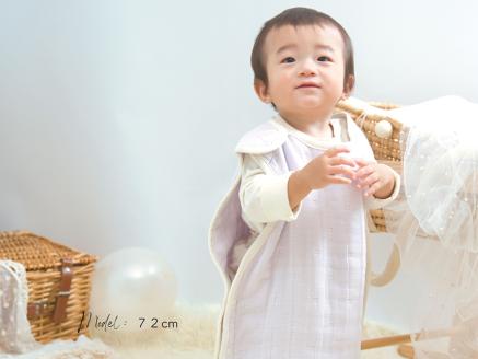 8重ガーゼ 丸型スリーパー (ラベンダー×ホワイト) 毛布の町泉大津市産｜綿100% 通気性 保温性 ふんわり 心地よい素材 年中使える [4253]