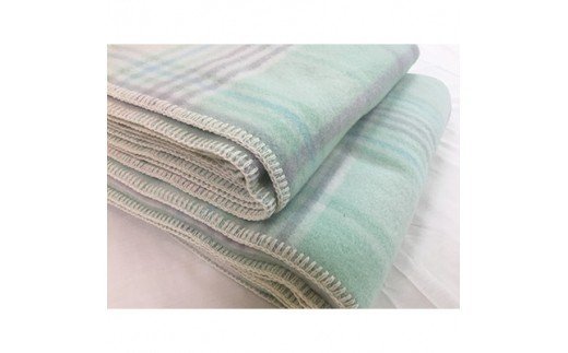 ウール100%毛布 同色2枚 チェック「グリーン／シングル」 [0177]