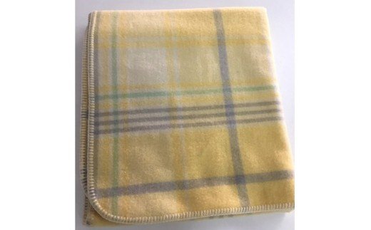 素敵なウール毛布 チェック(レディースサイズ：イエロー) [0407]