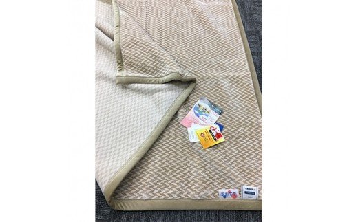 C.R.P加工毛布 ソフトマイヤー毛布 ダブルサイズ ベージュ 1枚 11701柄 [0629]