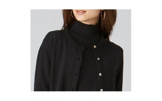 希少ベビーカシミヤ100％ 女性 カーディガン L ブラック 1枚 20402L BK [0900]